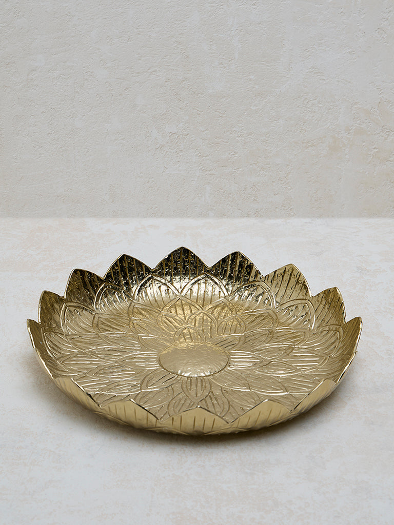 Westside Home Gold Lotus Design Serving Platter- Small