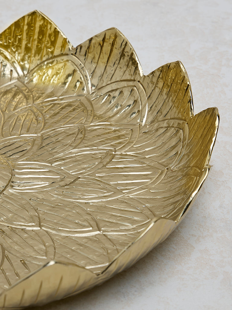 Westside Home Gold Lotus Design Serving Platter- Small