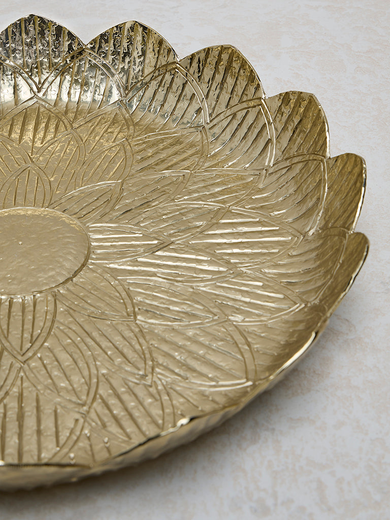 Westside Home Gold Lotus Engraved Serving Platter- Large