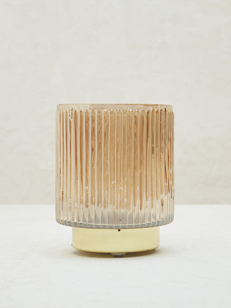 Westside Home Gold Ribbed Textured Candle Stand