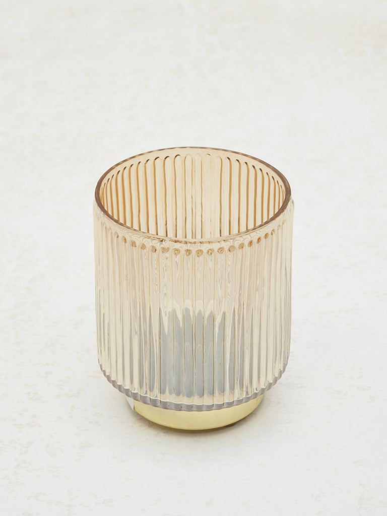 Westside Home Gold Ribbed Textured Candle Stand