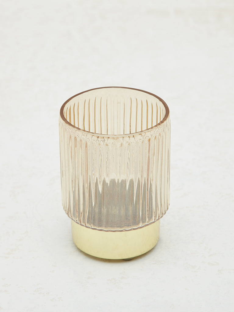 Westside Home Gold Ribbed Textured Candle Stand