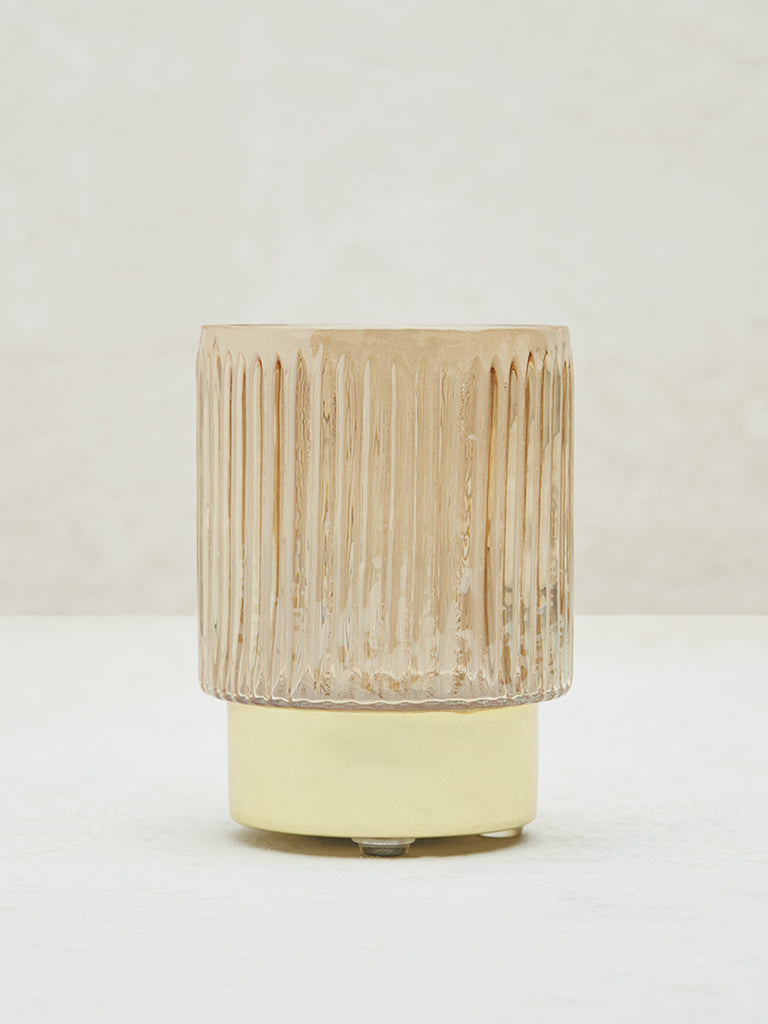 Westside Home Gold Ribbed Textured Candle Stand