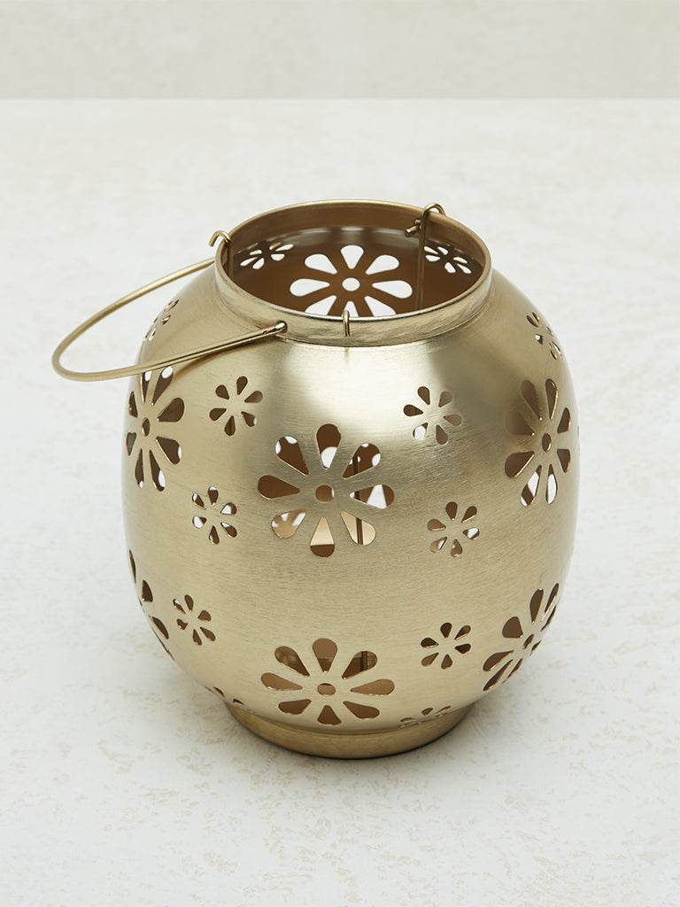 Westside Home Gold Floral Design Lantern