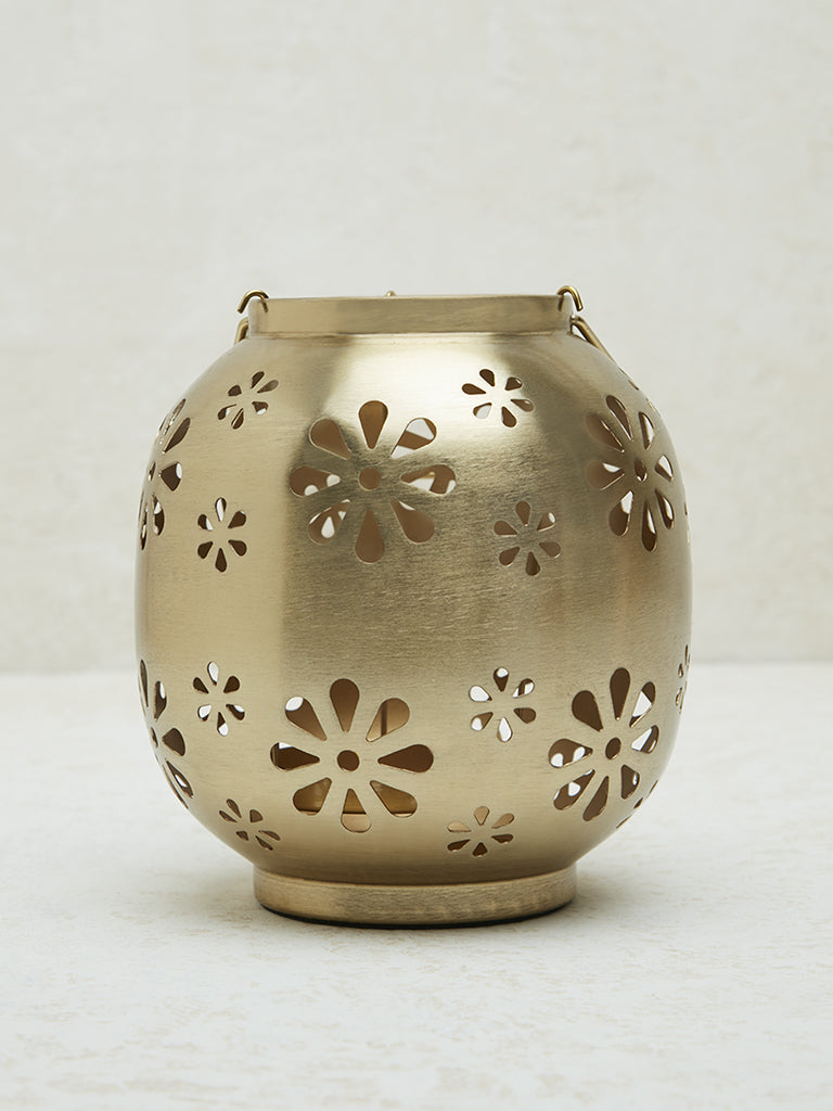 Westside Home Gold Floral Design Lantern