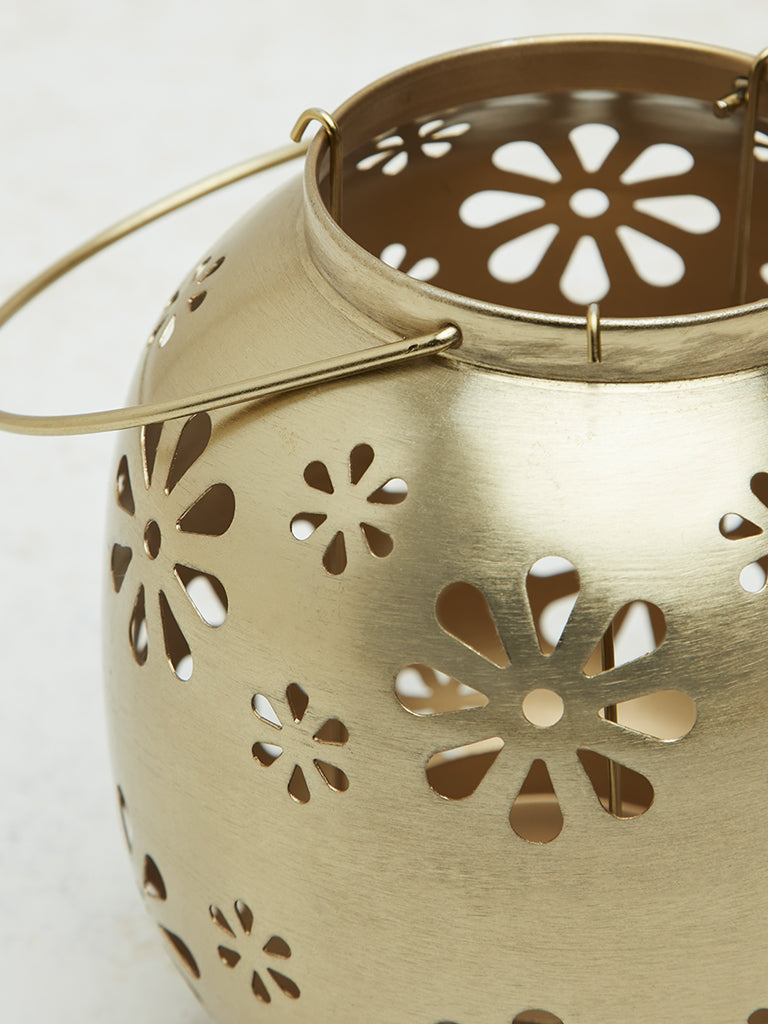 Westside Home Gold Floral Design Lantern