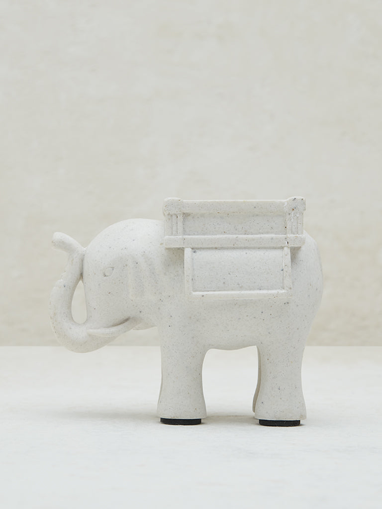 Westside Home White Marble Elephant With Tealight Holder