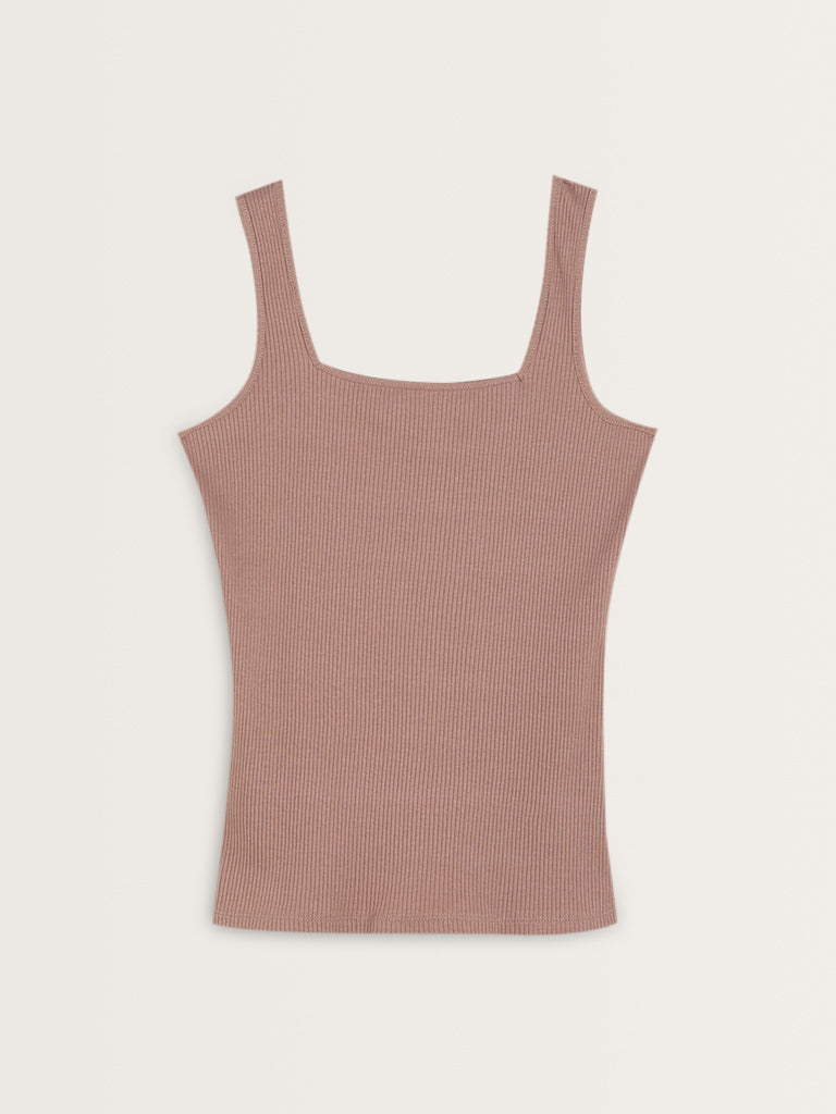 Wunderlove Mauve Ribbed Cotton Blend Camisole