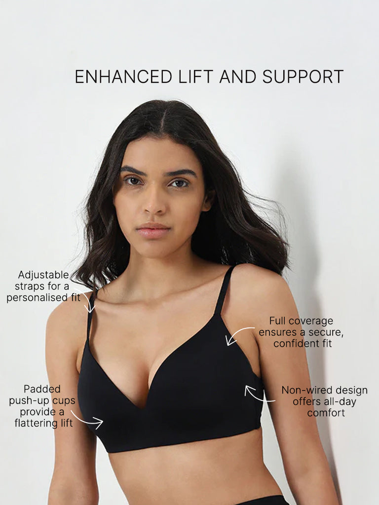 Wunderlove Black Padded Push Up Bra