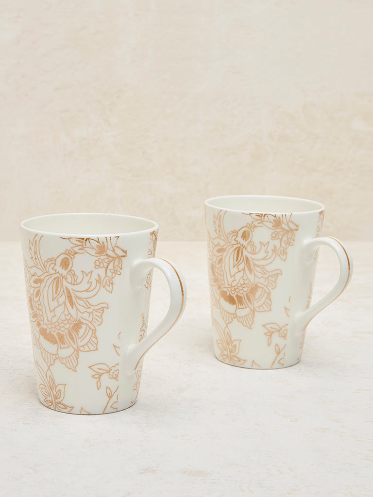 Westside Home White and Gold Devonia Mugs (Set of 2)