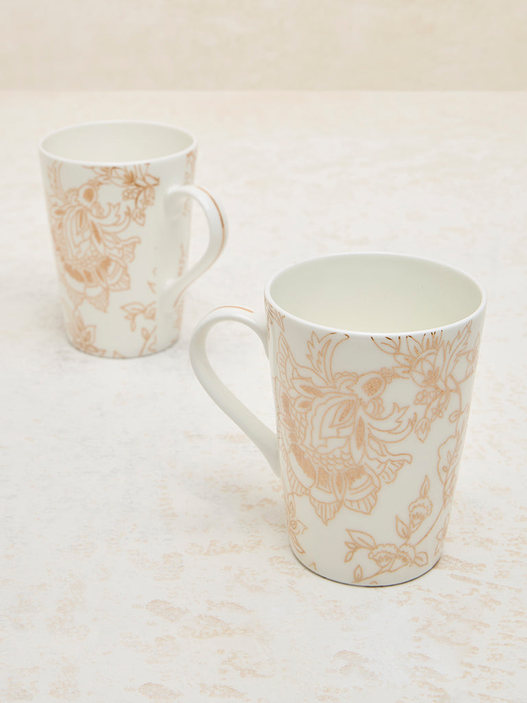 Westside Home White and Gold Devonia Mugs (Set of 2)