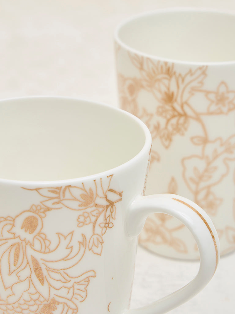 Westside Home White and Gold Devonia Mugs (Set of 2)