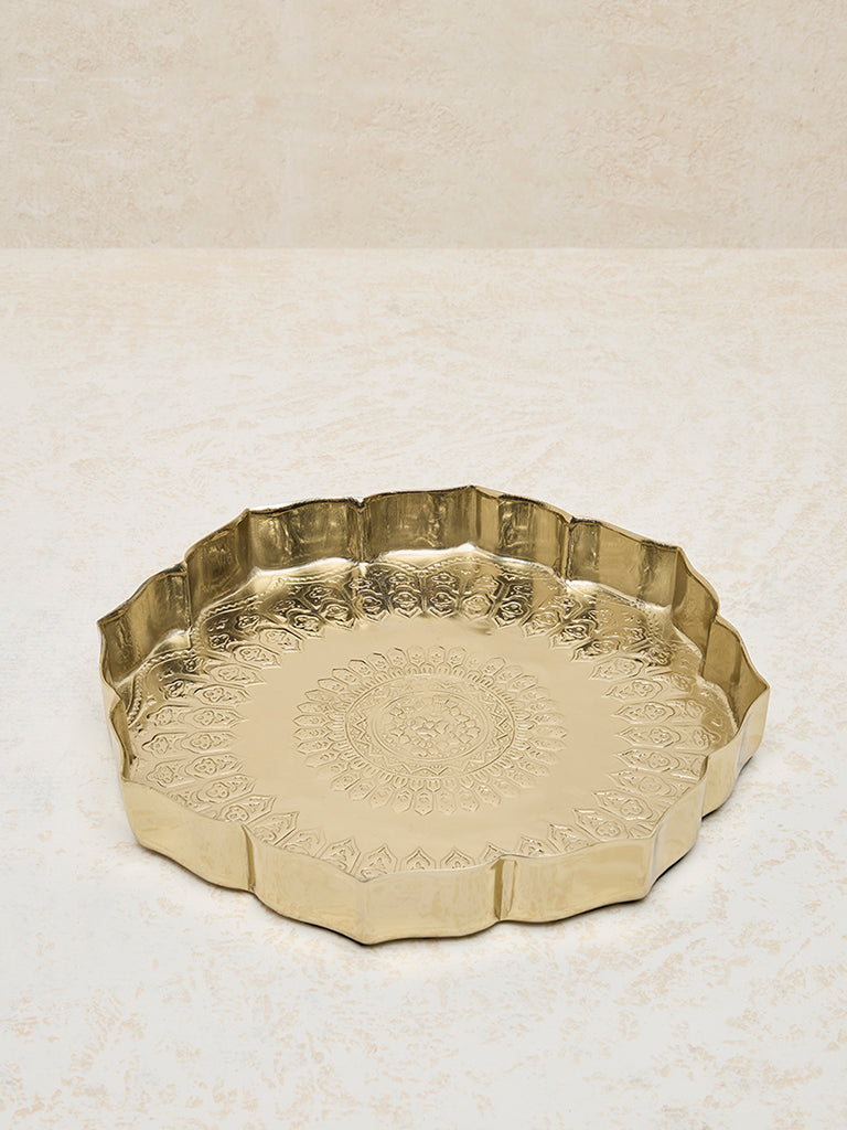 Westside Home Gold Floral Etched Serving Tray