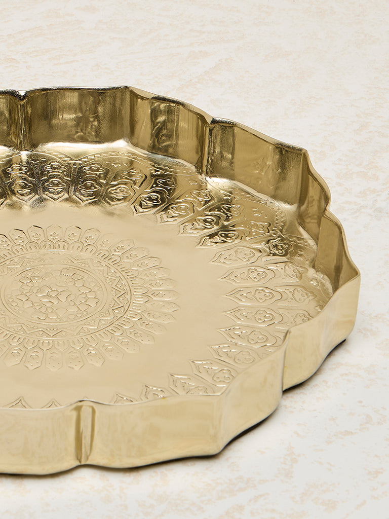 Westside Home Gold Floral Etched Serving Tray