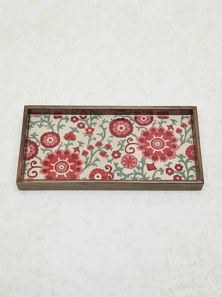 Westside Home Pink Floral Print Serving Tray