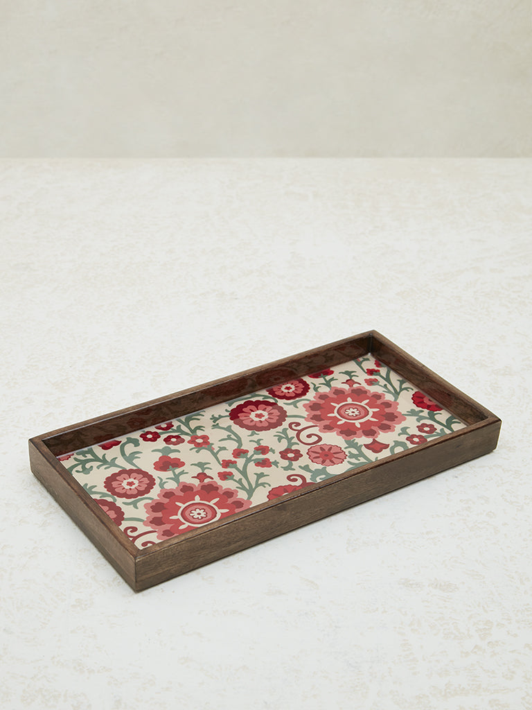 Westside Home Pink Floral Print Serving Tray