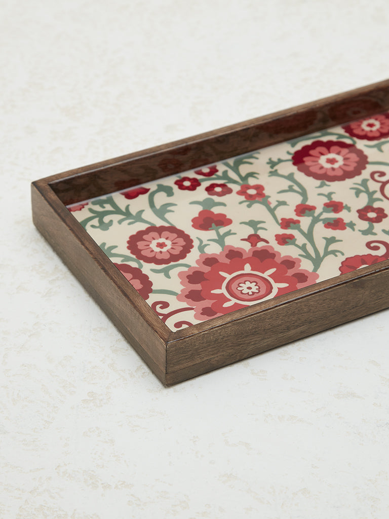 Westside Home Pink Floral Print Serving Tray