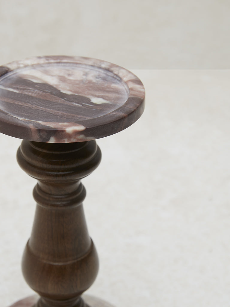 Westside Home Dark Brown Wooden Candle Stand - Small