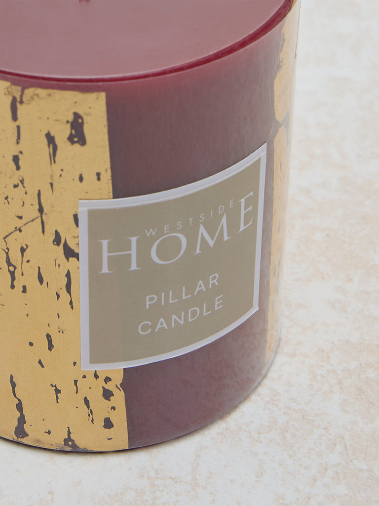 Westside Home Maroon Foiling Detailed Pillar Candle