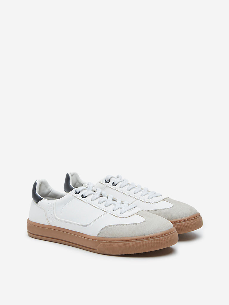 SOLEPLAY White Colour Blocked Low-Top Sneakers