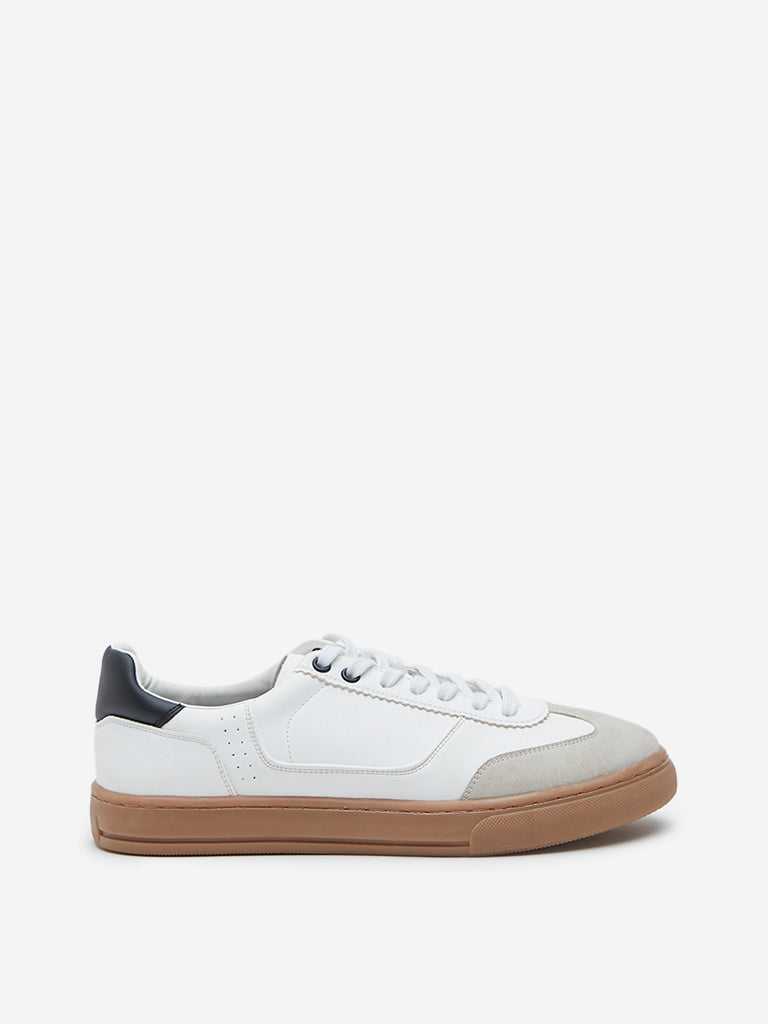 SOLEPLAY White Colour Blocked Low-Top Sneakers