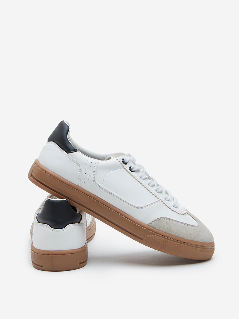 SOLEPLAY White Colour Blocked Low-Top Sneakers