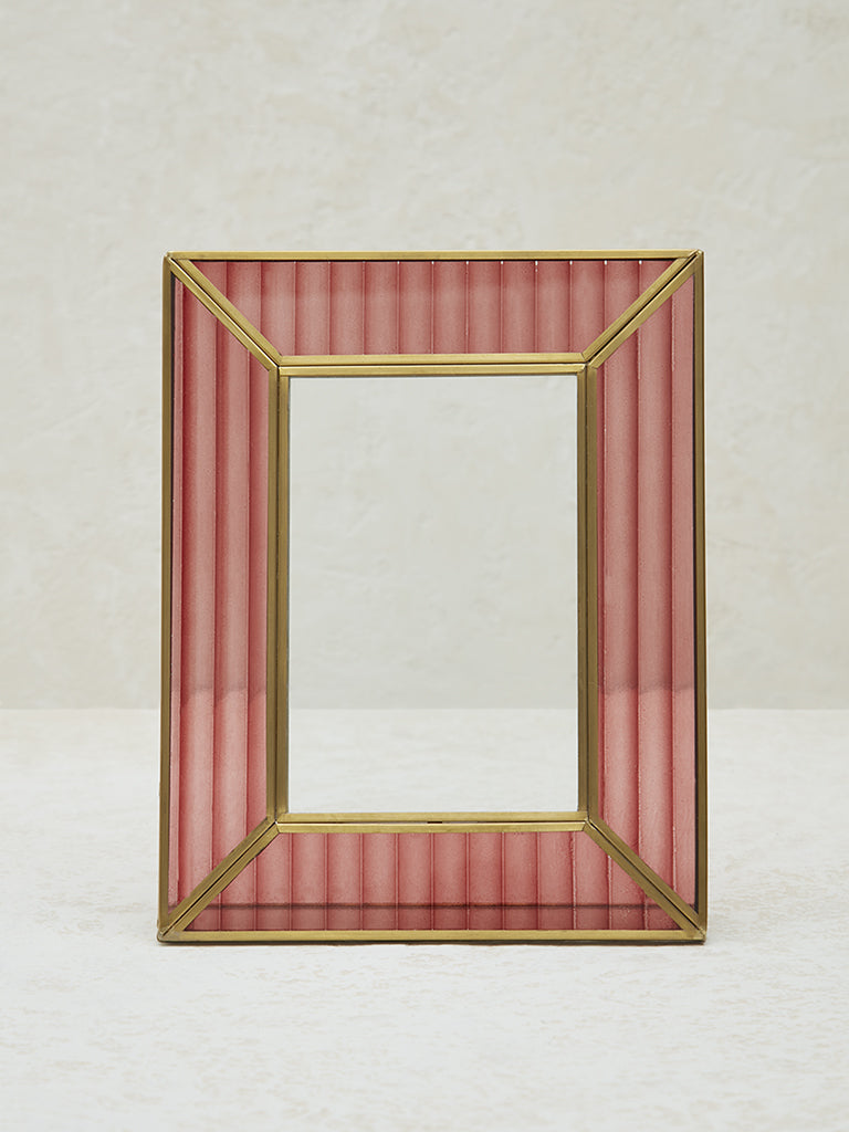 Westside Home Light Red Ribbed Textured Photo Frame