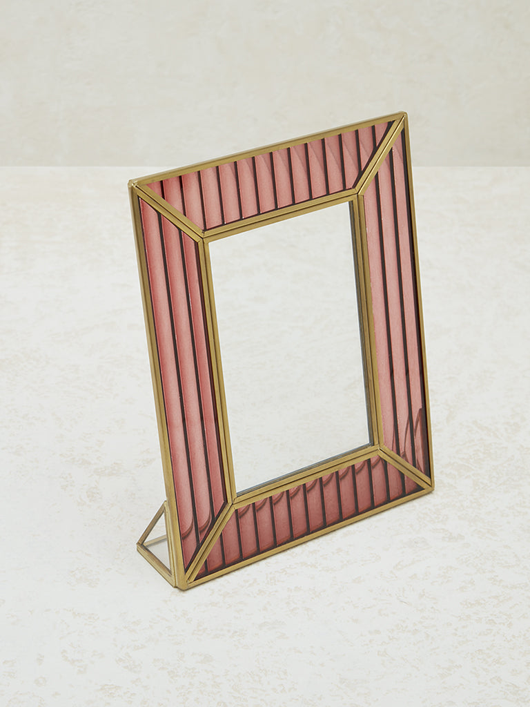 Westside Home Light Red Ribbed Textured Photo Frame