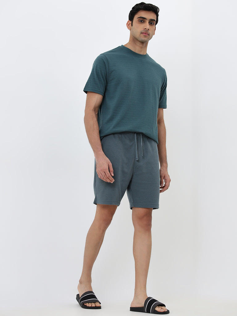 WES Lounge Dark Sage Relaxed-Fit Cotton Blend Shorts