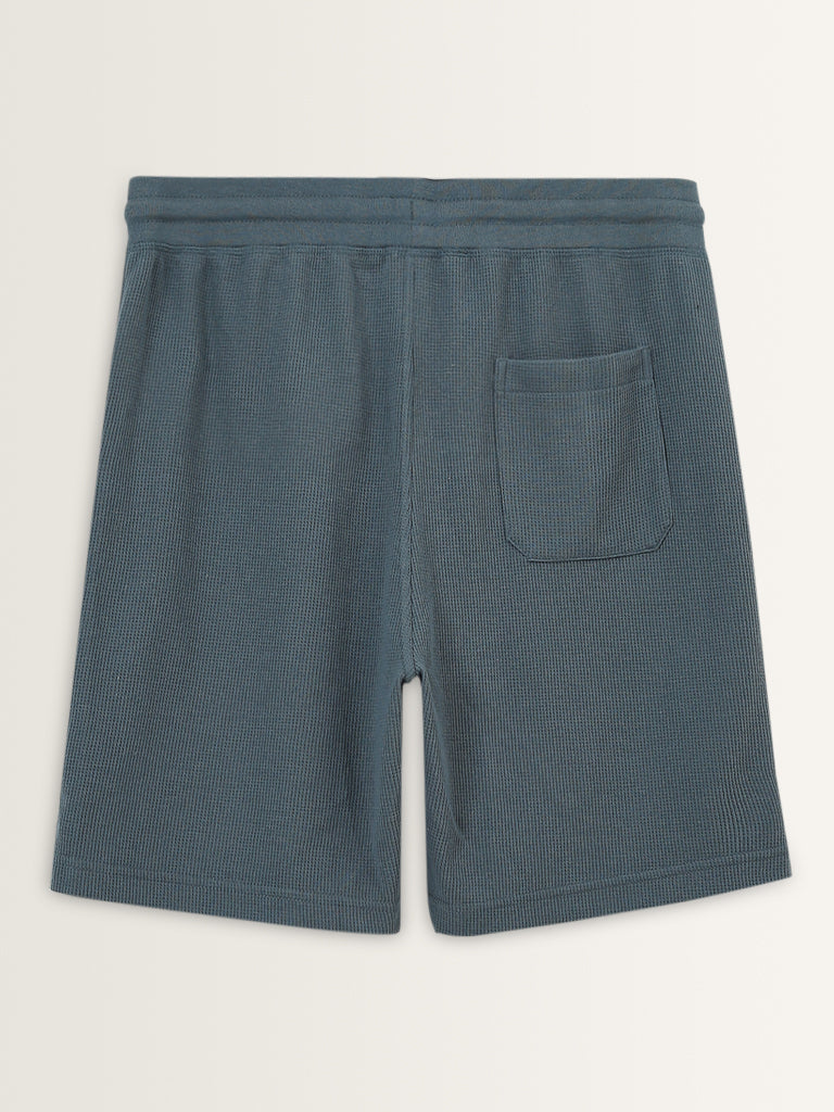 WES Lounge Dark Sage Relaxed-Fit Cotton Blend Shorts