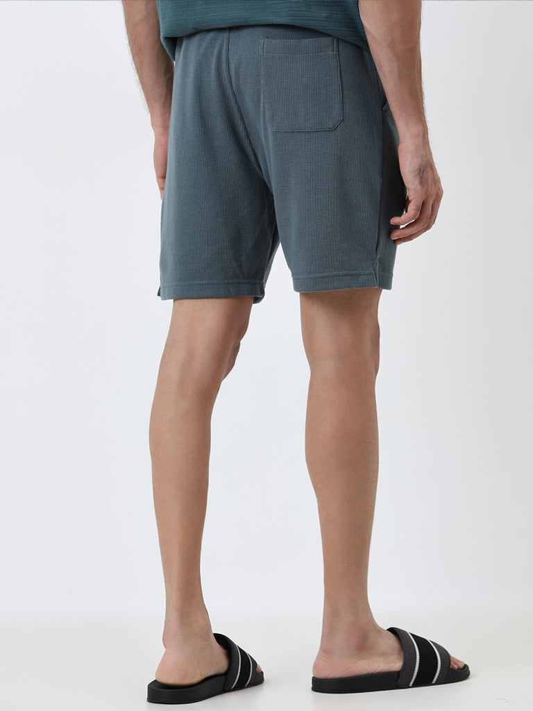 WES Lounge Dark Sage Relaxed-Fit Cotton Blend Shorts