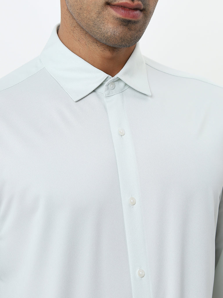 WES Formals Mint Solid Slim-Fit Shirt