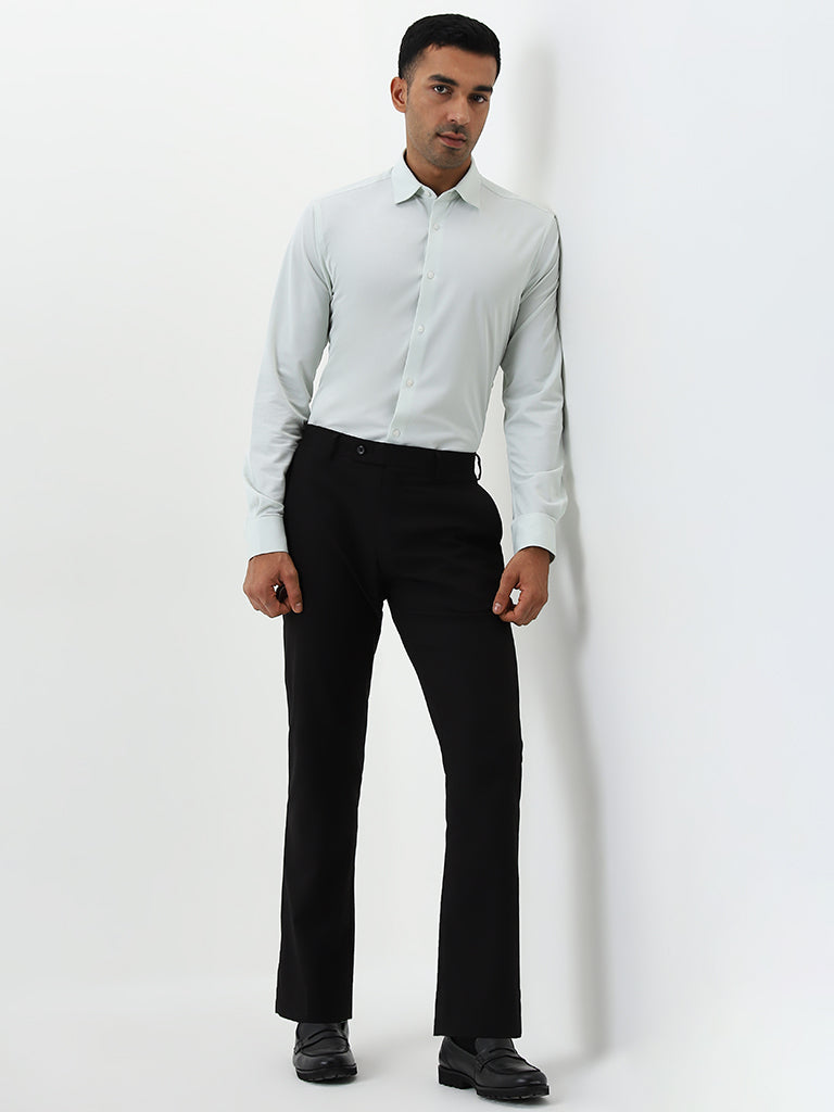 WES Formals Mint Solid Slim-Fit Shirt