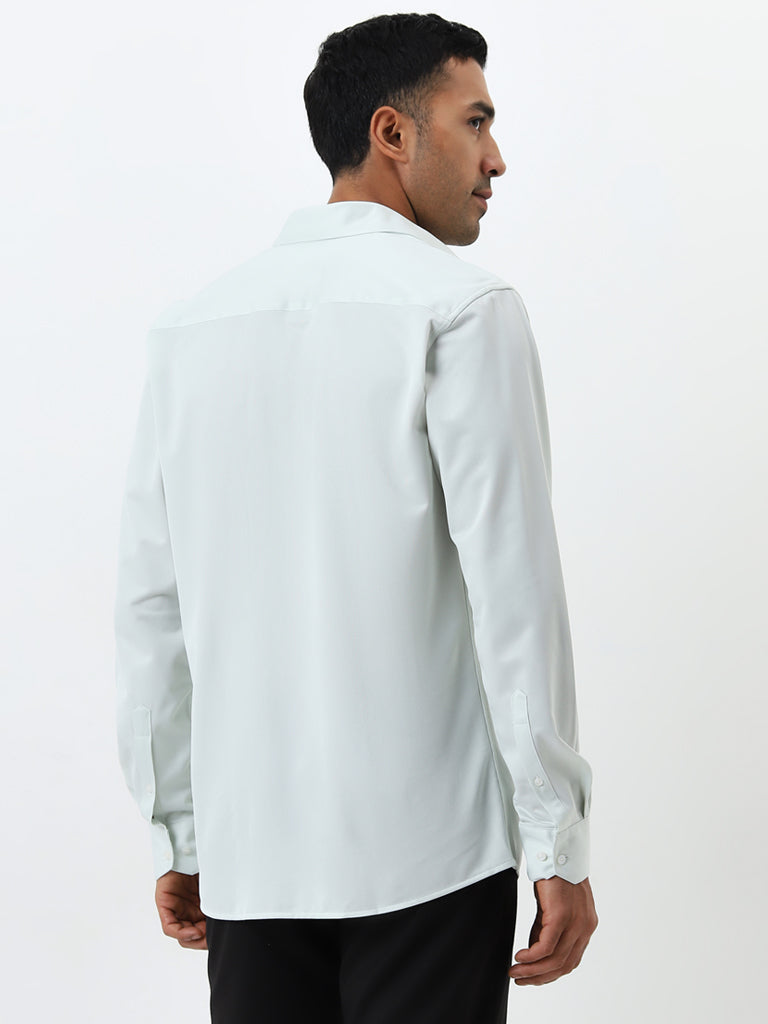 WES Formals Mint Solid Slim-Fit Shirt