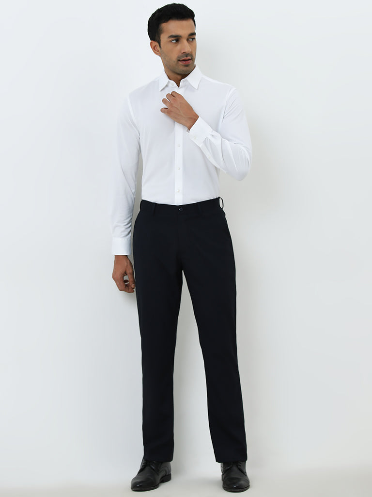 WES Formals White Solid Slim Fit Shirt