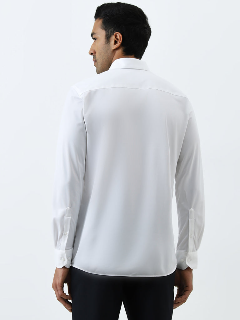 WES Formals White Solid Slim Fit Shirt