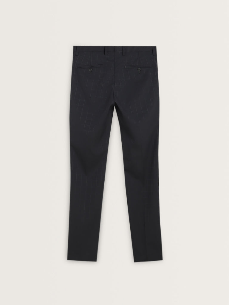 WES Formals Charcoal Mid-Rise Ultra Slim-Fit Trousers