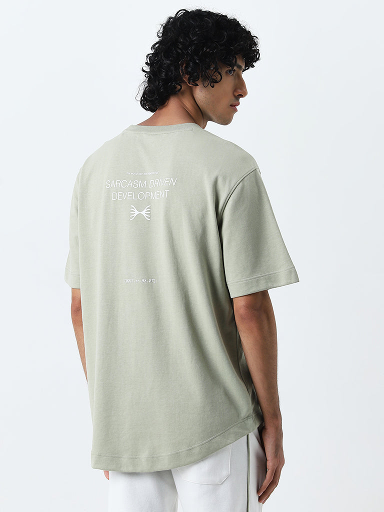 Studiofit Sage Text Printed Relaxed-Fit T-Shirt