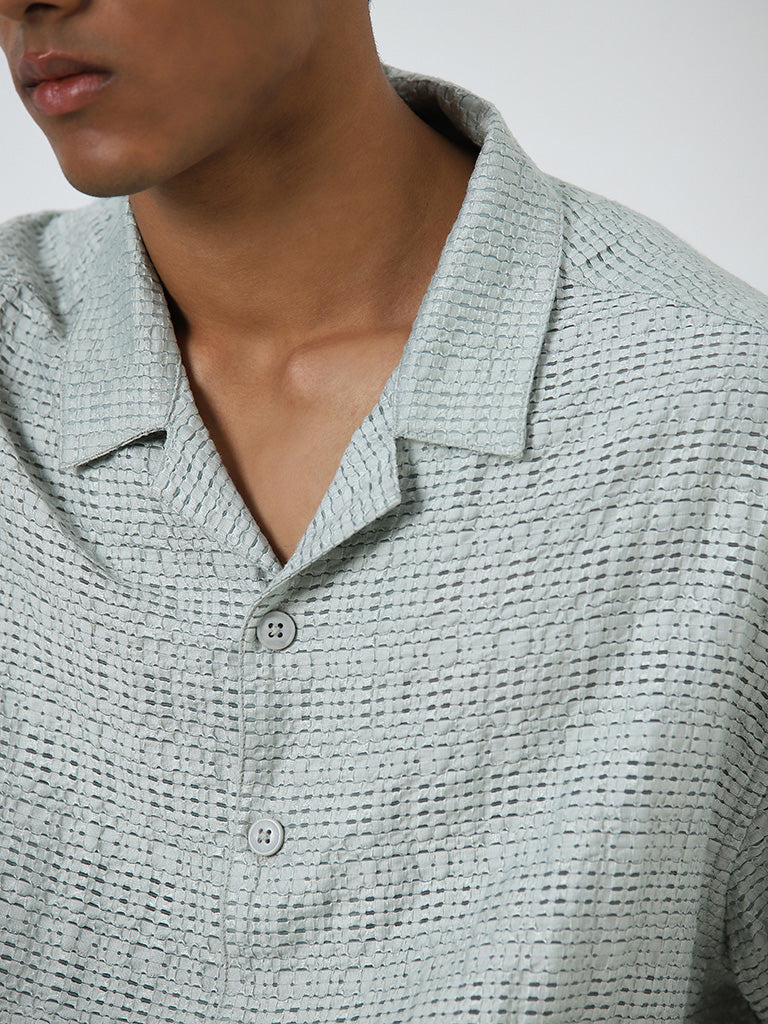 Nuon Mint Knit-Textured Oversized Shirt