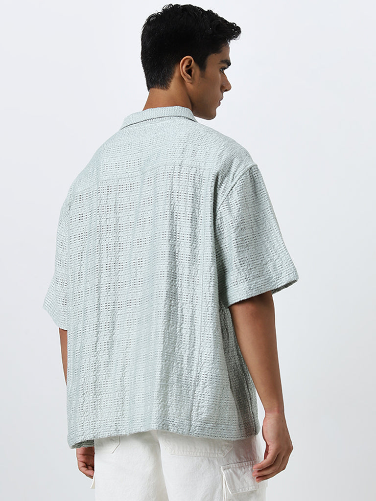 Nuon Mint Knit-Textured Oversized Shirt