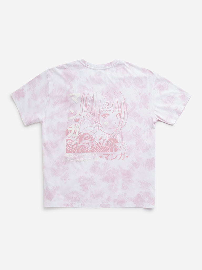 Y&F Kids Pink Tie-Dye Printed Cotton T-Shirt