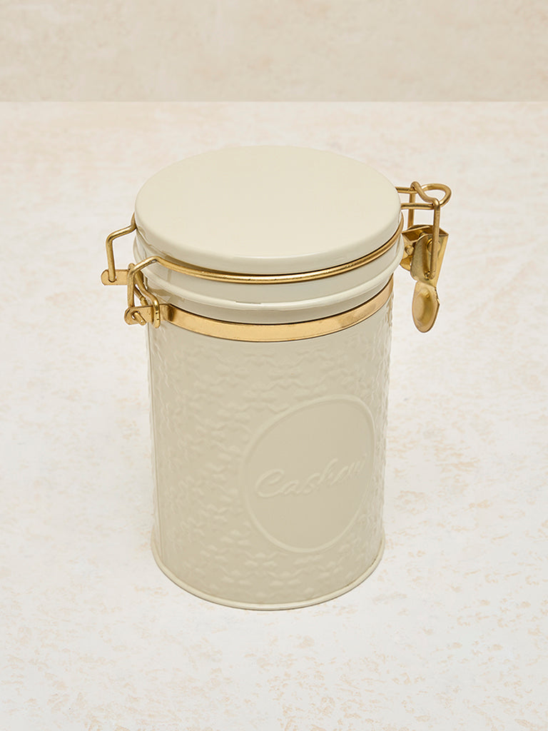 Westside Home Ivory Diamond Etched Cashew Clip Jar