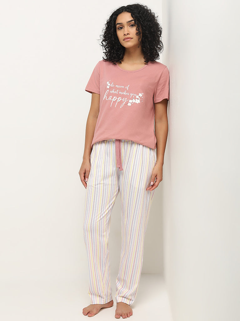 Wunderlove Multicolour Striped High-Rise Pyjamas