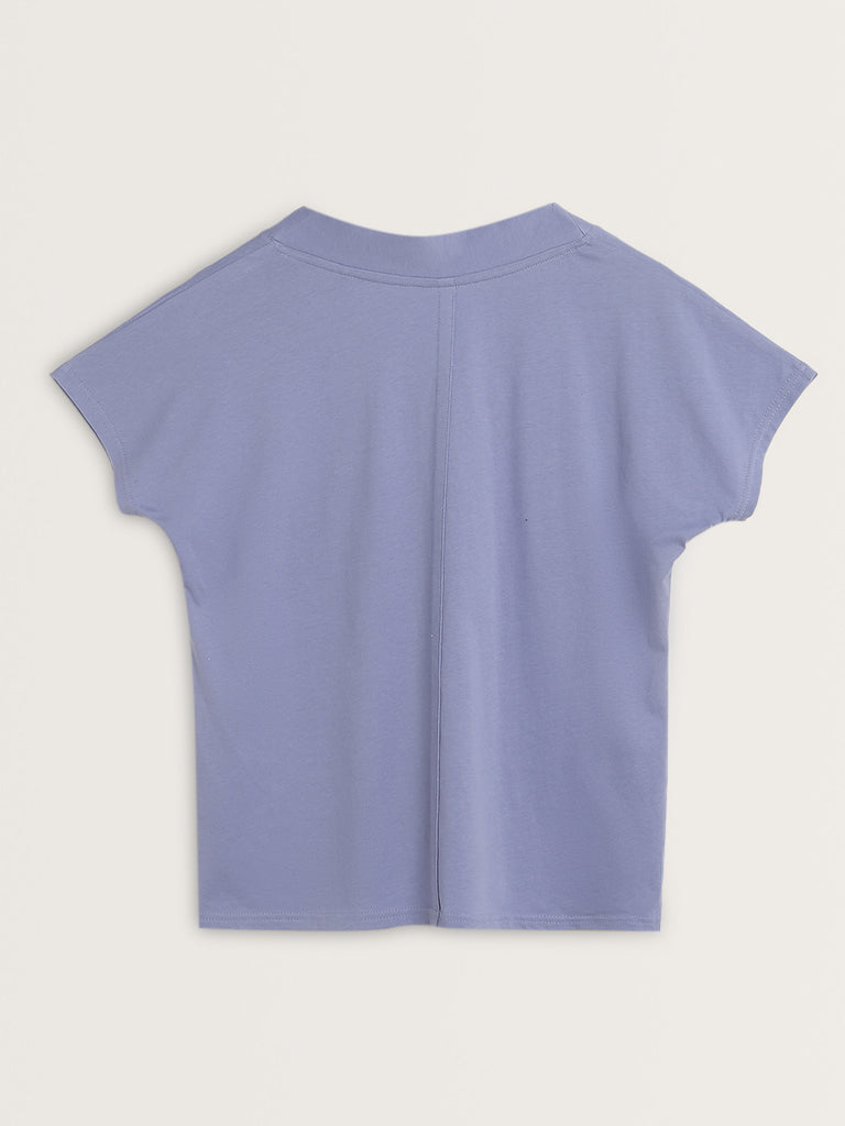 Wunderlove Blue Solid Cotton T-Shirt