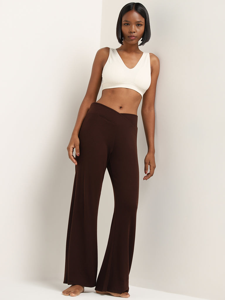 Superstar Dark Brown Knitted Mid-Rise Pants