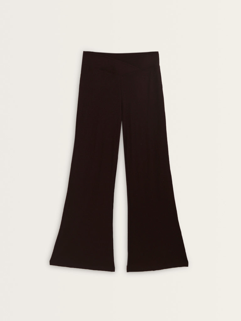 Superstar Dark Brown Knitted Mid-Rise Pants