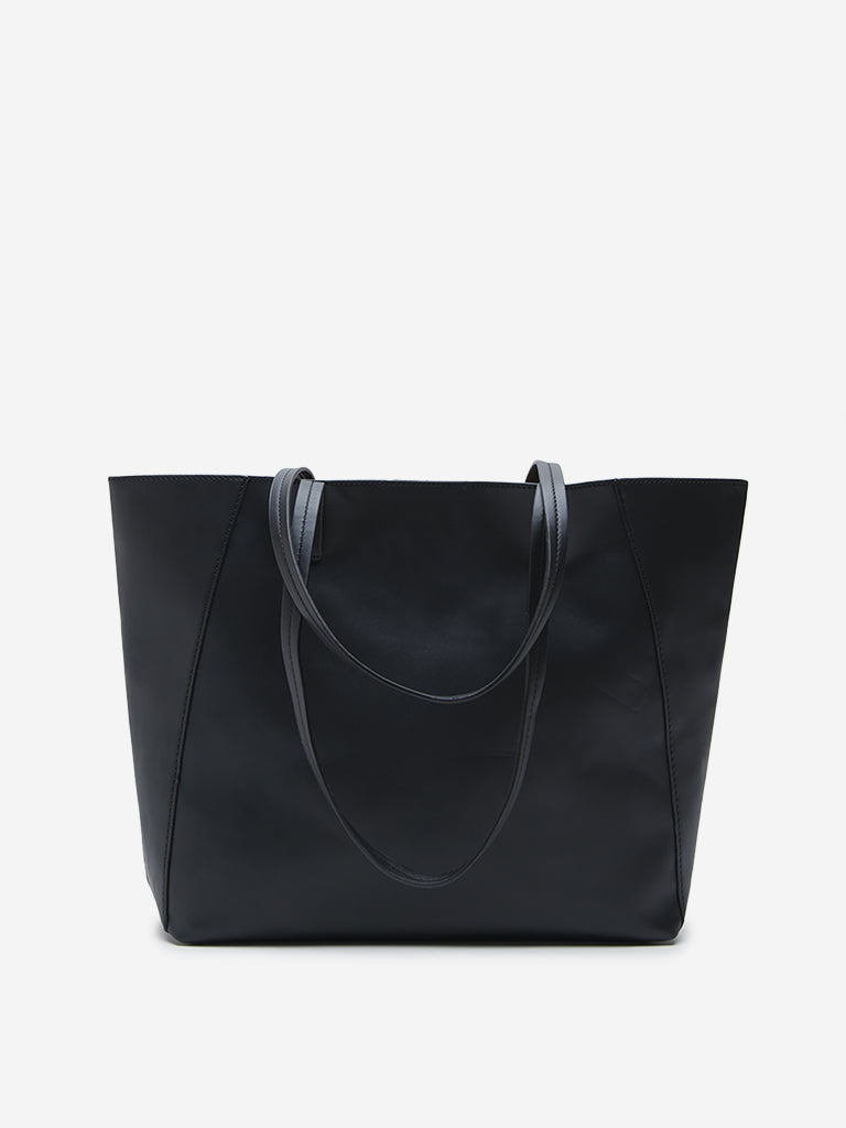 Westside Black Solid Tote Bag