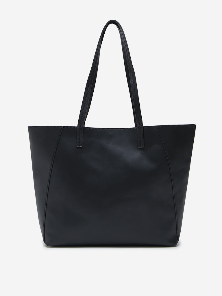 Westside Black Solid Tote Bag