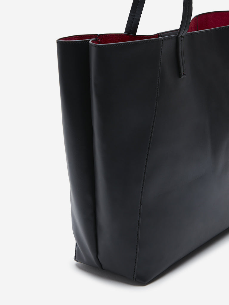 Westside Black Solid Tote Bag