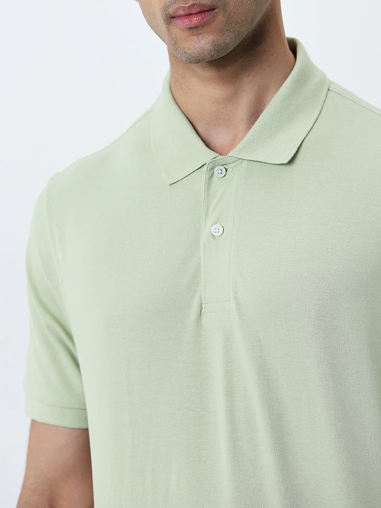 WES Casuals Sage Relaxed-Fit Cotton Blend Polo T-Shirt